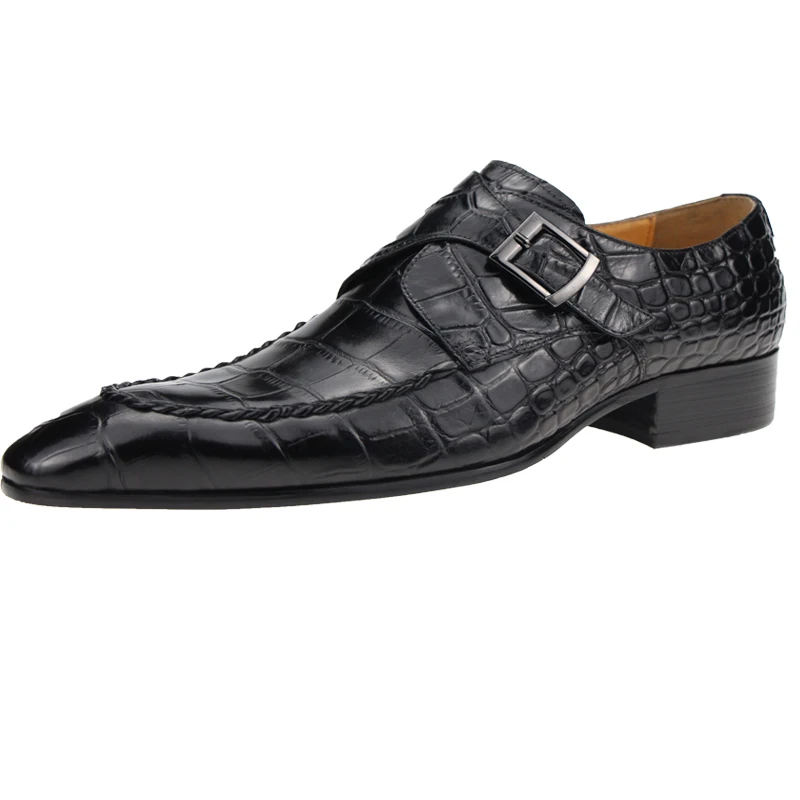 Business Office Casual Wedding Shoes for Men Spring Genuine Leather Buckle Monk Strap Dress Luxury Classic Comfortable Black Red