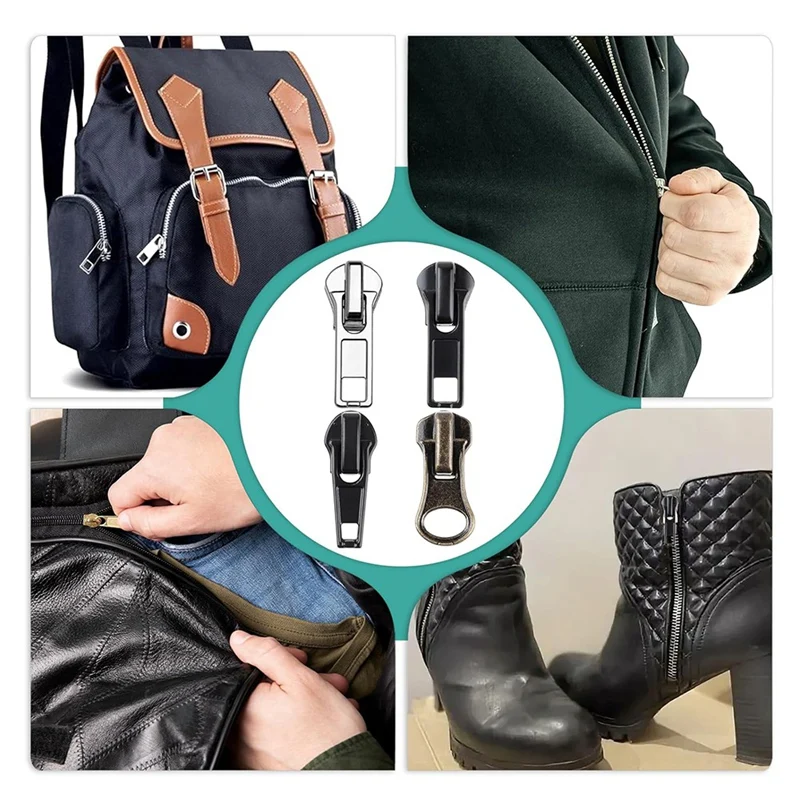 지퍼 수리 키트, 5 지퍼 교체 슬라이더 키트, 지퍼 풀 헤드 하단 정지 및 상단 정지 고정 지퍼