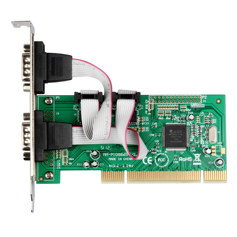 

Новая последовательная плата PCI, 2 порта RS232, промышленный последовательный порт PCI, Порты PCI-COM, 9 контактов, стандартная последовательная плата расширения MCS9865, чип