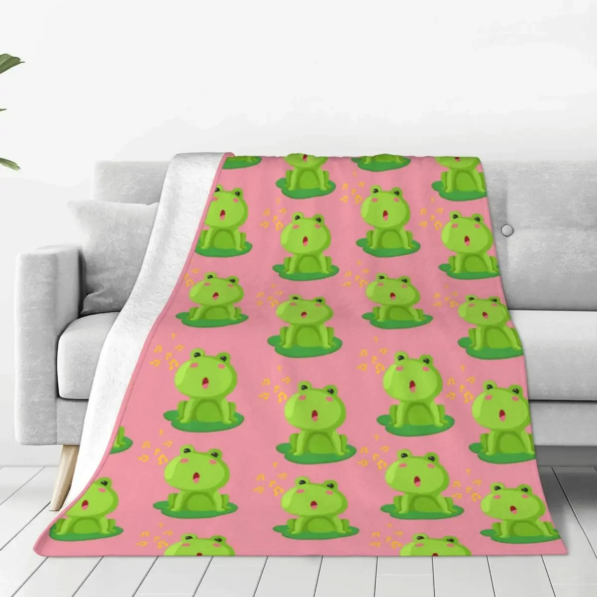 

Pink Frog Cartoon Blanket Cover Flannel Frogs Animal Warm Throw Blankets for Car Sofa Couch Bedspread