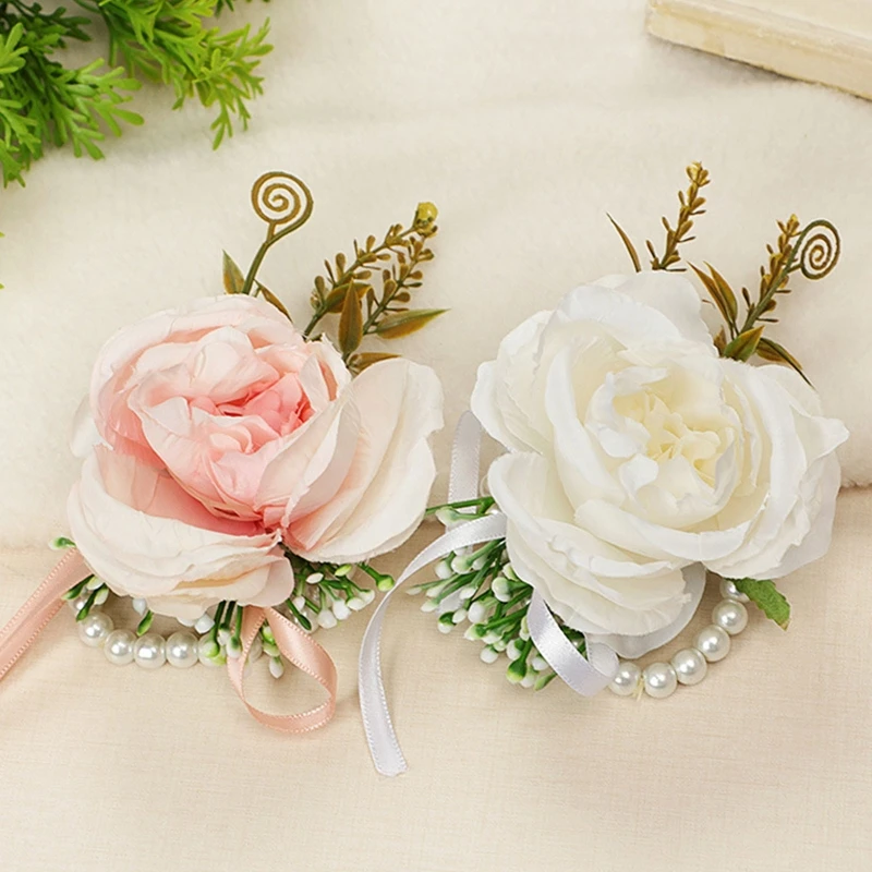 per ongeluk Antipoison Op risico Artificial Rose Wrist Corsage Wristband with Greenery Leaves Wedding Pearls  Wristlet Hand Flowers for Women Bride Bridesmaid Par| | - AliExpress