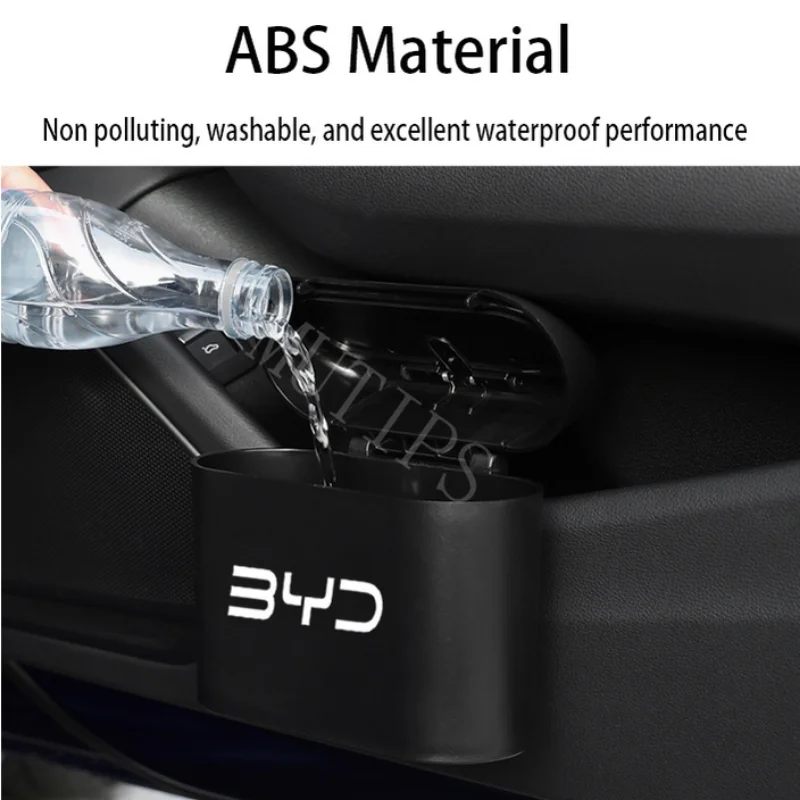 Car Portable Mini Trash Can Hanging Flip Lid Dustbin For BYD Atto 3 Yuan plus Seal Han EV Dolphin Accessories