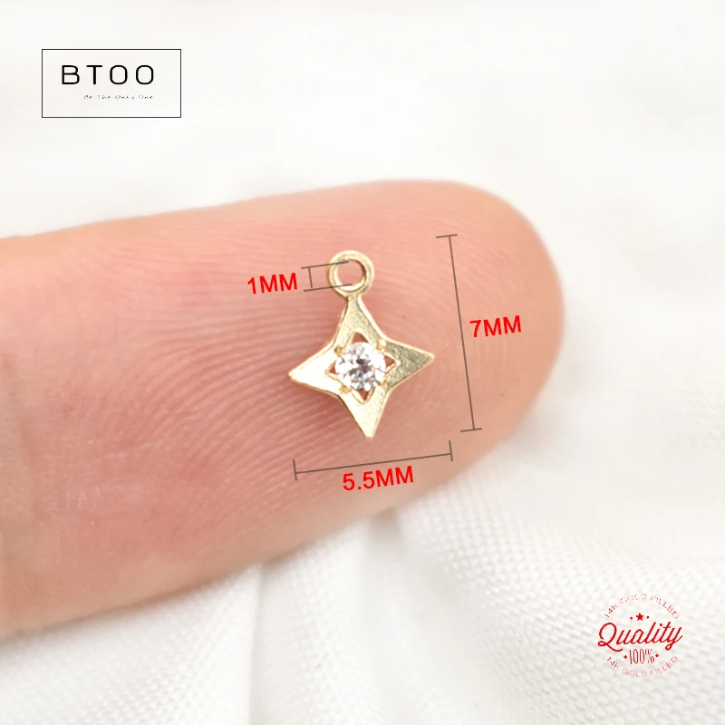14K Gold Filled Single Hole Star With Zircon Charm Connector Pendant For Necklace DIY Jewelry Tarnish Resistant Jewelry Findings