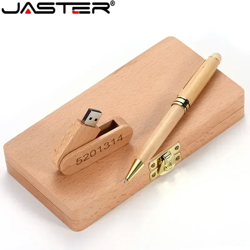 USB Flash Drive Beech Ballpoint Pen Case+ U stick 2.0 4GB 8GB 16GB 32GB 64GB Pendrive Exquisite Gift (Free ) JASTER usb flash drive flash drive