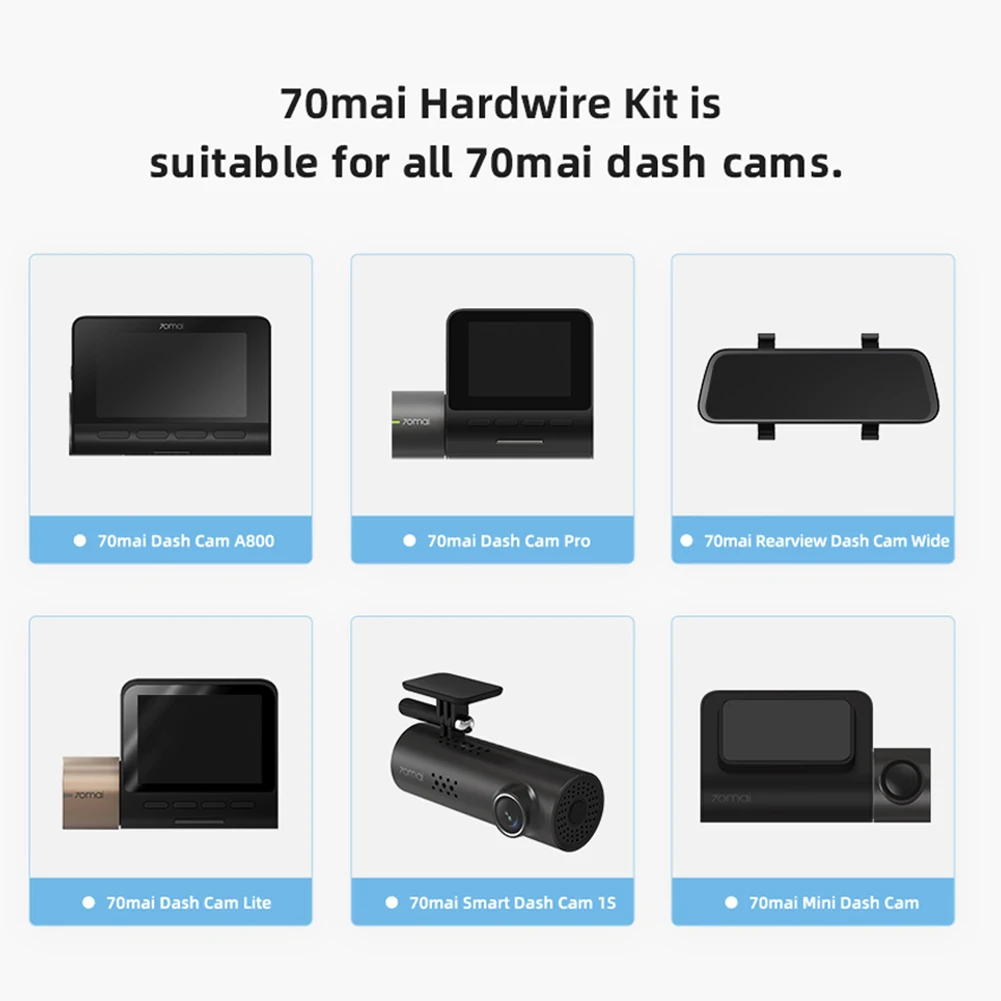 70mai Parking Surveillance Cable for 70mai 4K A800S A500S D06 D07 Lite2 D10 M300 Hardwire Kit UP02 Car DVR 24H Parking Monitor parking surveillance cable,car dvr cable