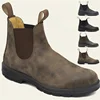 ex Chelsea Leather Boots Winter oes  Boot Mid-Calf Faion Boots Sewn Ss European Sle Wear-Resistant PU Leather