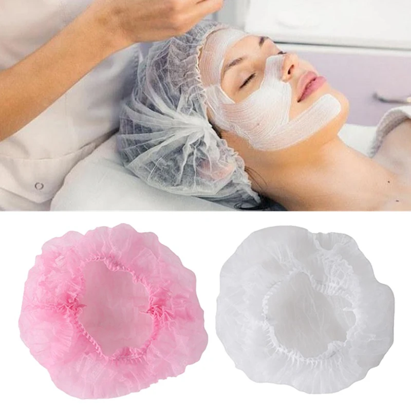100 PCS Hair Caps 21 Inch Disposable Non-woven Bouffant Hair Net Caps Elastic Head Cover Cap For Beauty Kitchen Food Salon Bath 2