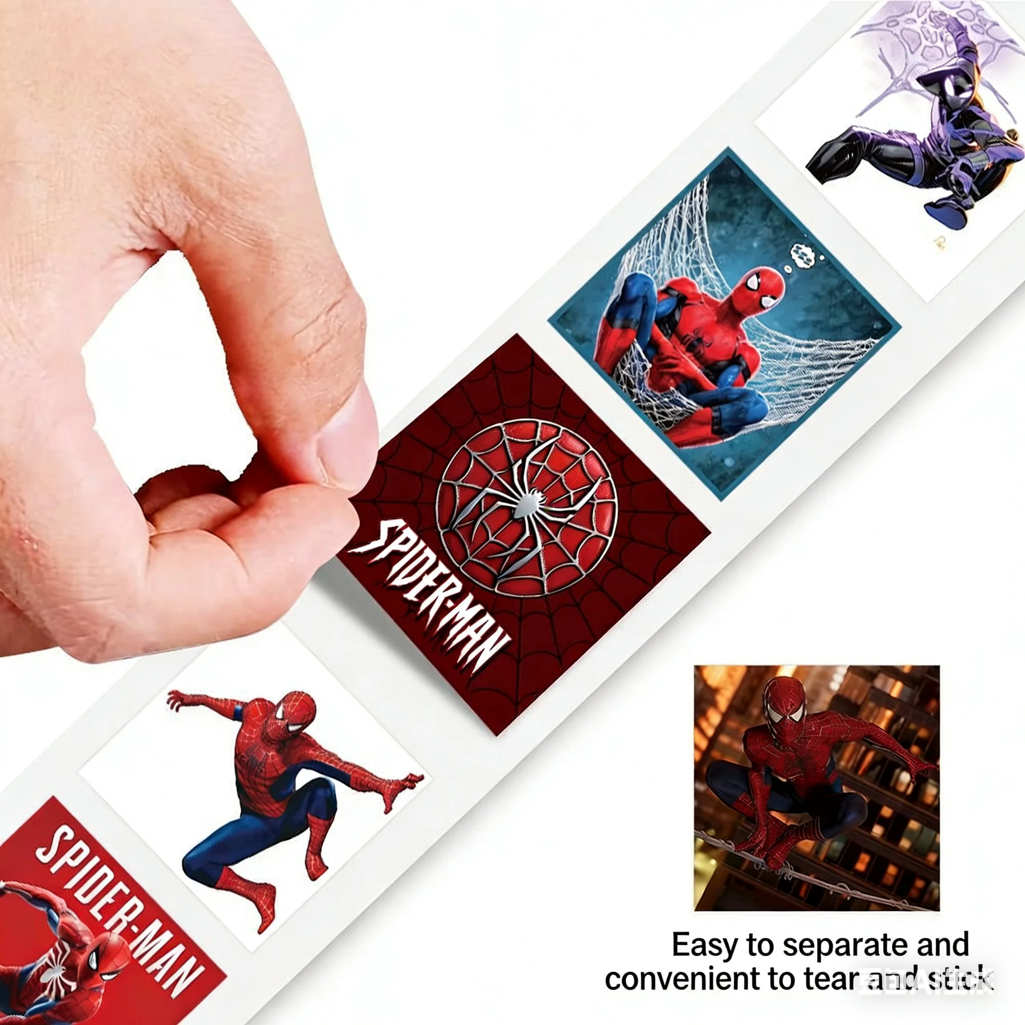 500Pcs 스파이더맨 스티커 롤, 14가지 스타일 귀여운 슈퍼히어로 데칼 물병 노트북 수하물 어린이 파티 선물용
