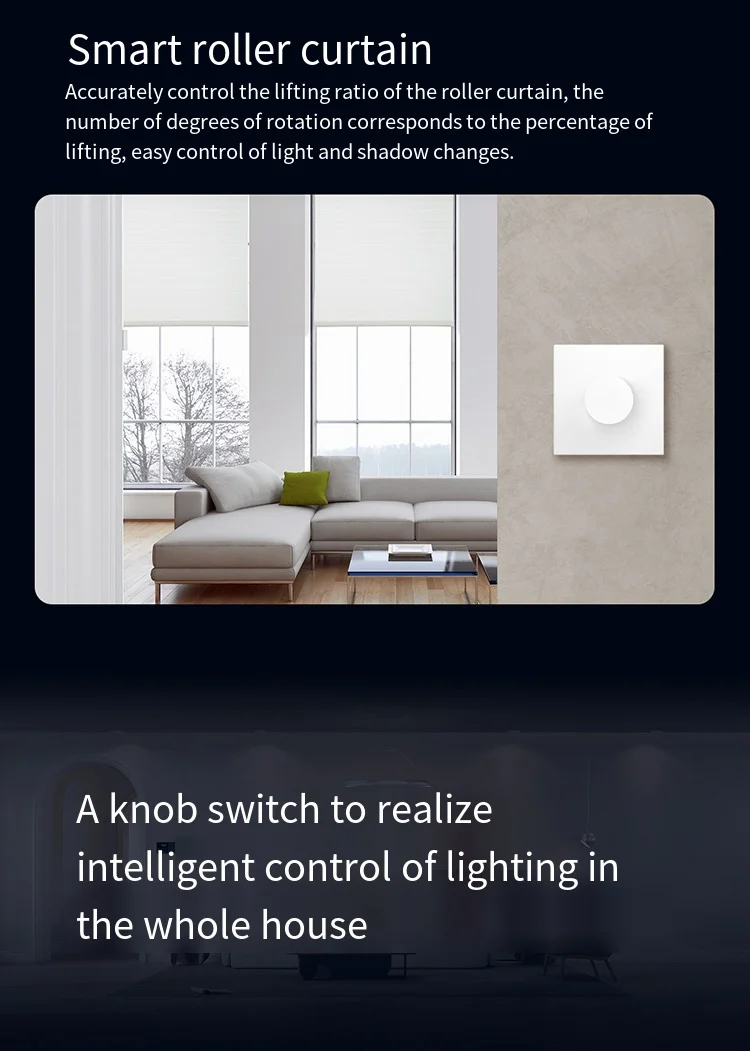Smart Dimmer Wireless Switch H1 Zigbee 3.0 Neutral Zero Line Grey Rotary Remote