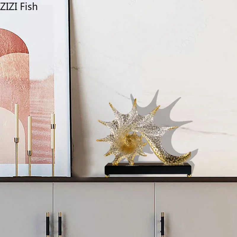 Spiral Conch Statue Home Landscape Ornaments Desk Decoration Resin Crafts Creative Bubble Conch Sculpture Room Aesthetic Decor