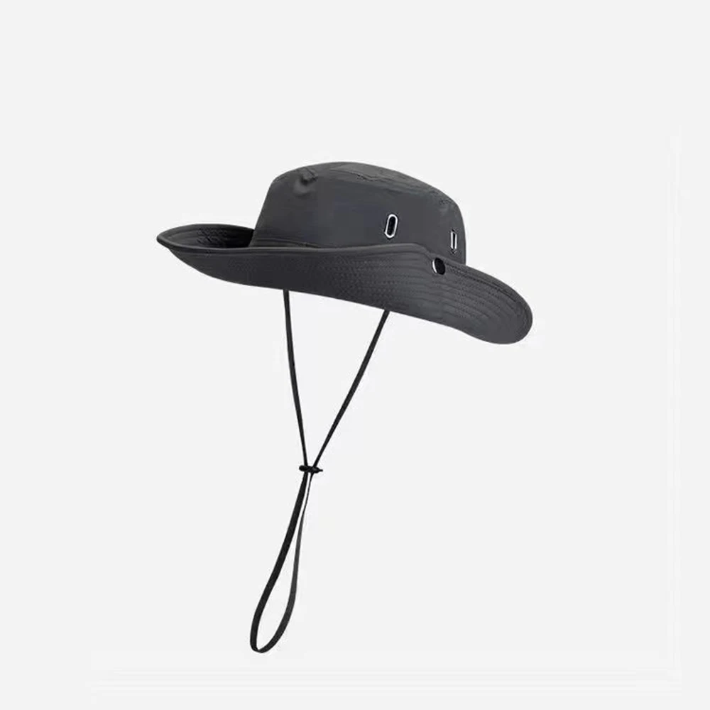 Sun Hats Summer Outdoor Fishing Hat For Men Big Brimmed Drawstring Fisherman Hat Camping Mountaineering Sun Protection