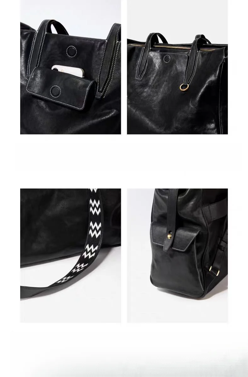 Unisex Leather Backpack Vegetable Tanned Leather Handbag_voghion.com