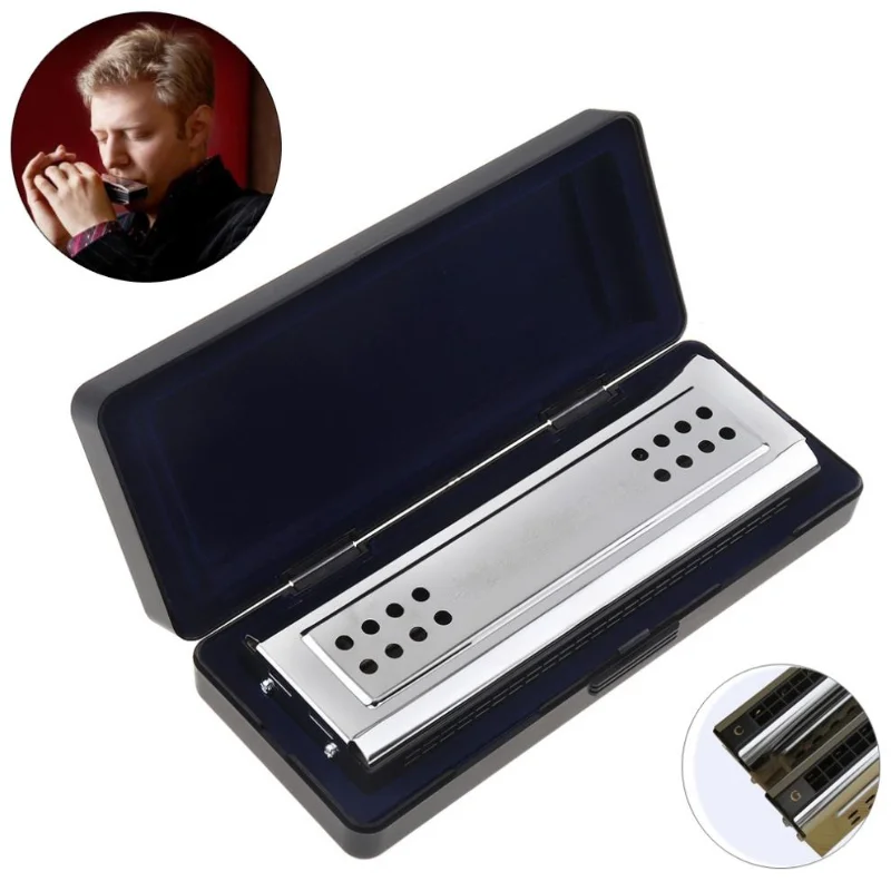 Professional24HolesKeyofCGSilverDoublesideTremoloHarmonica