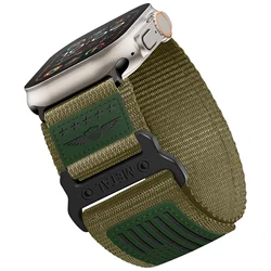 Premium Sport Woven Nylon Strap and Leather Bracelet for 42 44 45 49mm ML (Green)