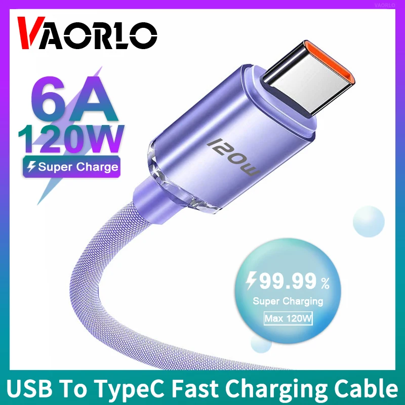 Cavo Di Ricarica Rapida Da Usb A Tipo C Da 120W Doppio Motore 6A Supercharge Compatibile Con Cavo Di Ricarica Dati Da 100W/66W/40W Usb-C 1M/2M