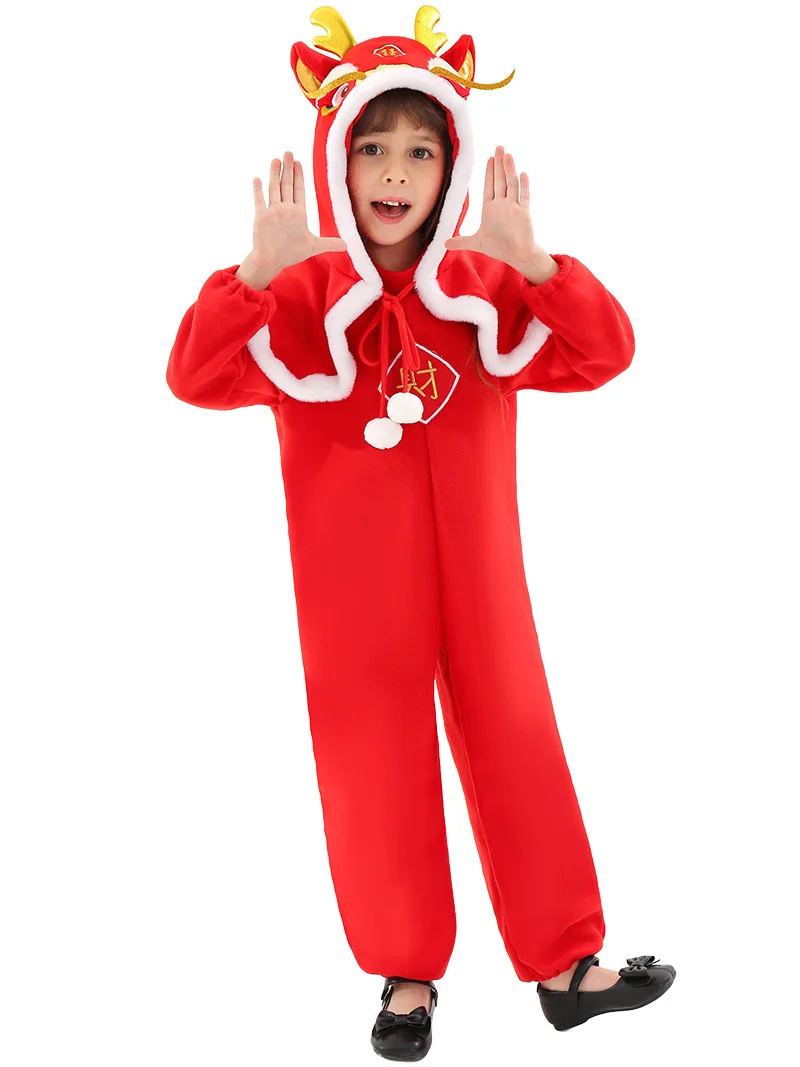

Halloween Spring Festival Costume dragon jumpsuit Outfit cosplay for Boys and Girls for Carnival Party Dress Up Jumpsuit