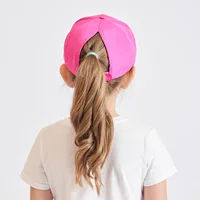 Kids Fashion High Ponytail Kids Girls Hat Sun Hats Baseball Caps Adjustable Solid Color Print Travel Caps Baby Children Peaked C 1
