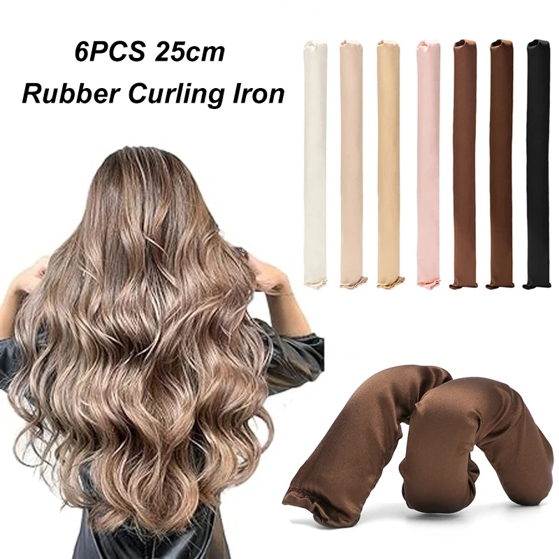 

DIY No Heat Hair Curlers Satin Covered Flexi Rods for Heatless Curls Rollers To Sleep in All Hair Types Curling Rod Headband 6pc