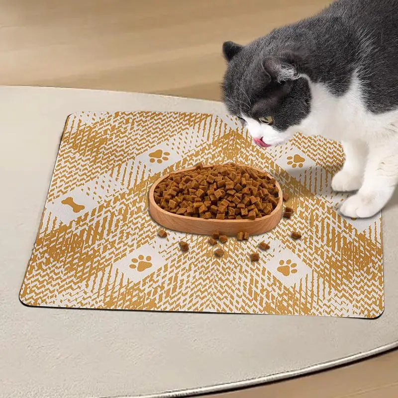 Anti-Slip Dog Bowl Mat Waterproof Pet Placemat Absorbent Dog Cat Feeding Mats Waterproof Pet Placemat Quick Dry Water