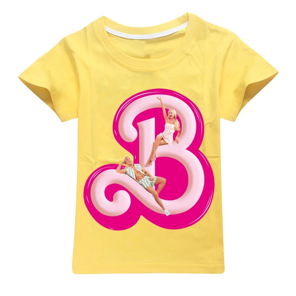 New Kawaii Barbie Kids Short Sleeve Summer Cartoon Boys Girls Soft O-Neck T Shirts Oversized Fashion Y2K White Tees Tops Gifts ﻿ 4
