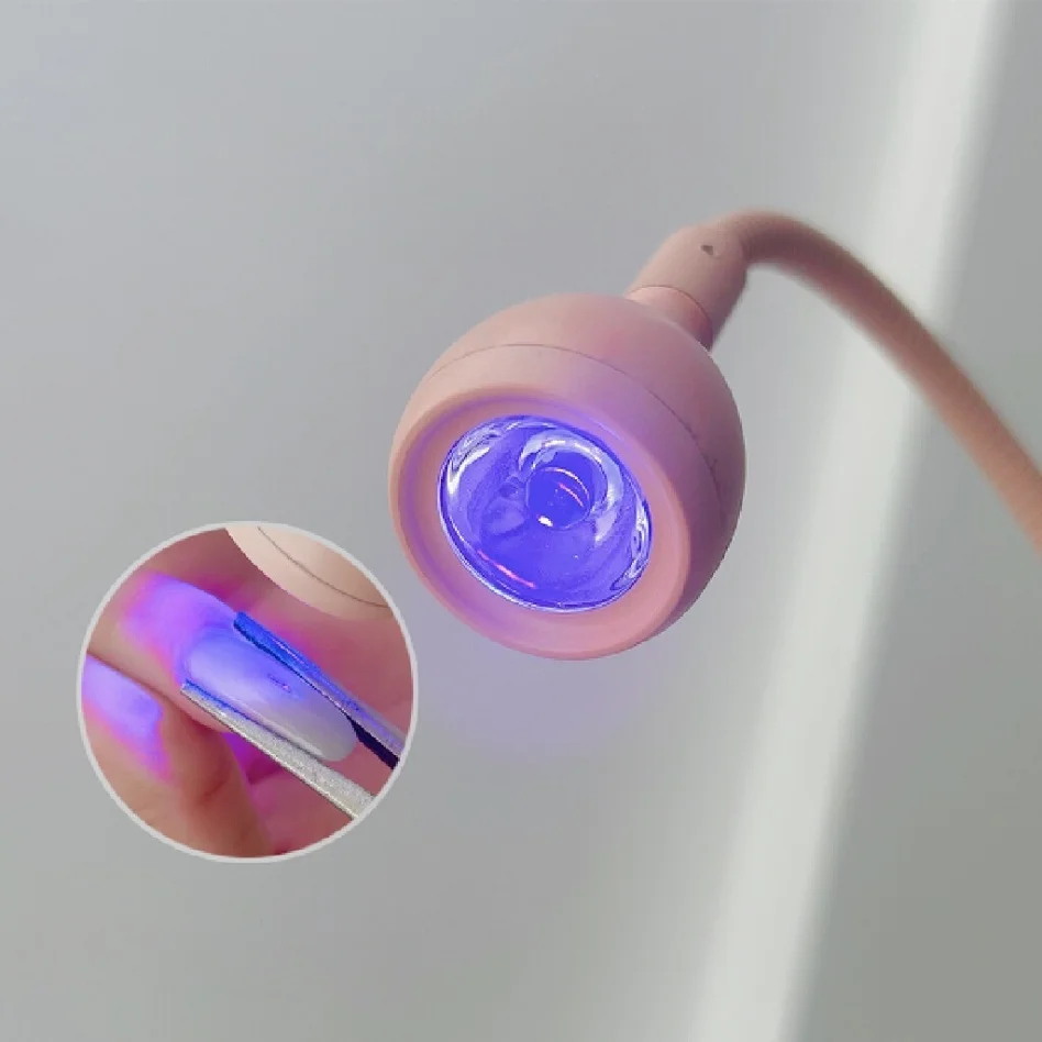 젤 네일용 USB UV 램프, 회전식 핑크 싱글 핑거 네일 광택제, 클립온 유연한 책상 미니 건조기, 가벼운 매니큐어 살롱 도구, 3w