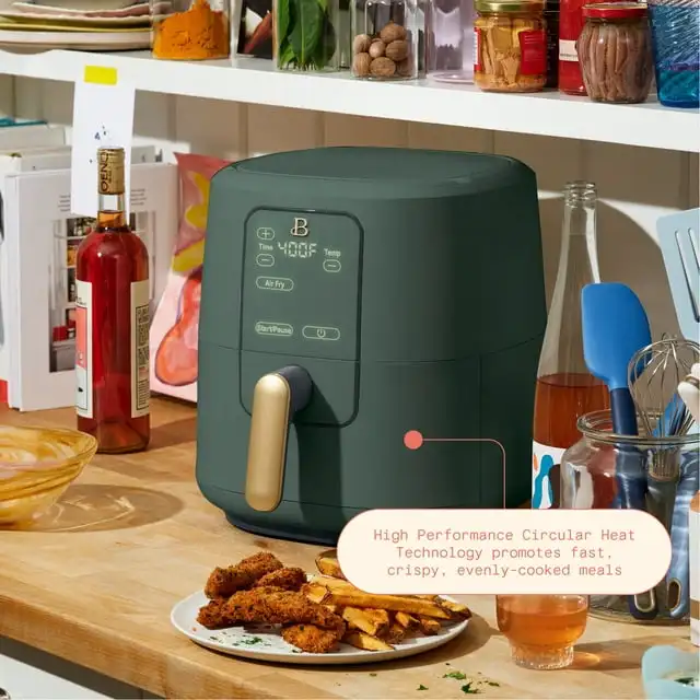 6 Qt Air Fryer with TurboCrisp Technology and Touch-Activated Display, Limited Edition Thyme Green by Drew Barrymore 2