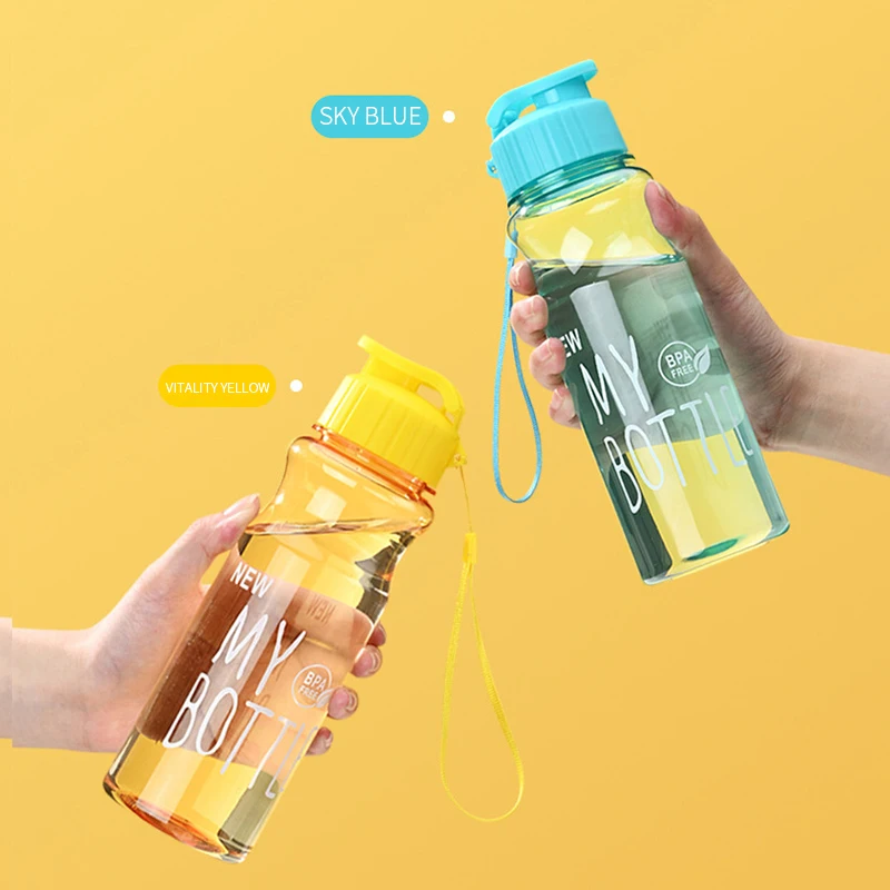 Sports Water Bottle Transparent Portable 650ML for Drinking Kitchen Tools School Gym Travel Girl Boy