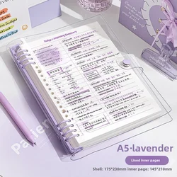 A5 Transparent Soft Cover Checkered Notebook with 120 Pages - 23x17.5cm (Purple)