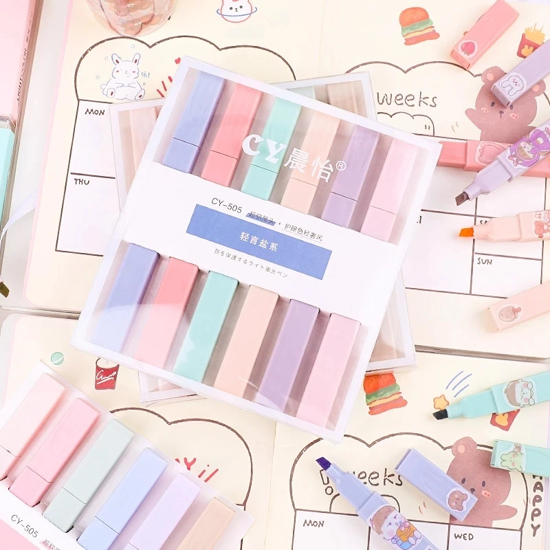 Highlighter Marker Highlighter Pen Marker Pen Korean Stationery Colored Markers Back To School Aesthetic Supplies