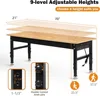 70" Adjustable Height Workbench, 2000 LBS Heavy Duty Work Table with Power Outlets & Pegboard, Rubber Wood Workstation for 3