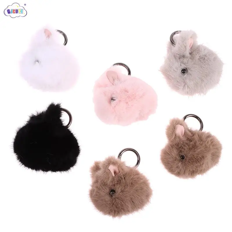 

Миниатюрный милый мультяшный миниатюрный брелок для ключей с имитацией меха норки, кролика, украшение для автомобиля, подвеска для сумки, женский подарок на день рождения, 9 см