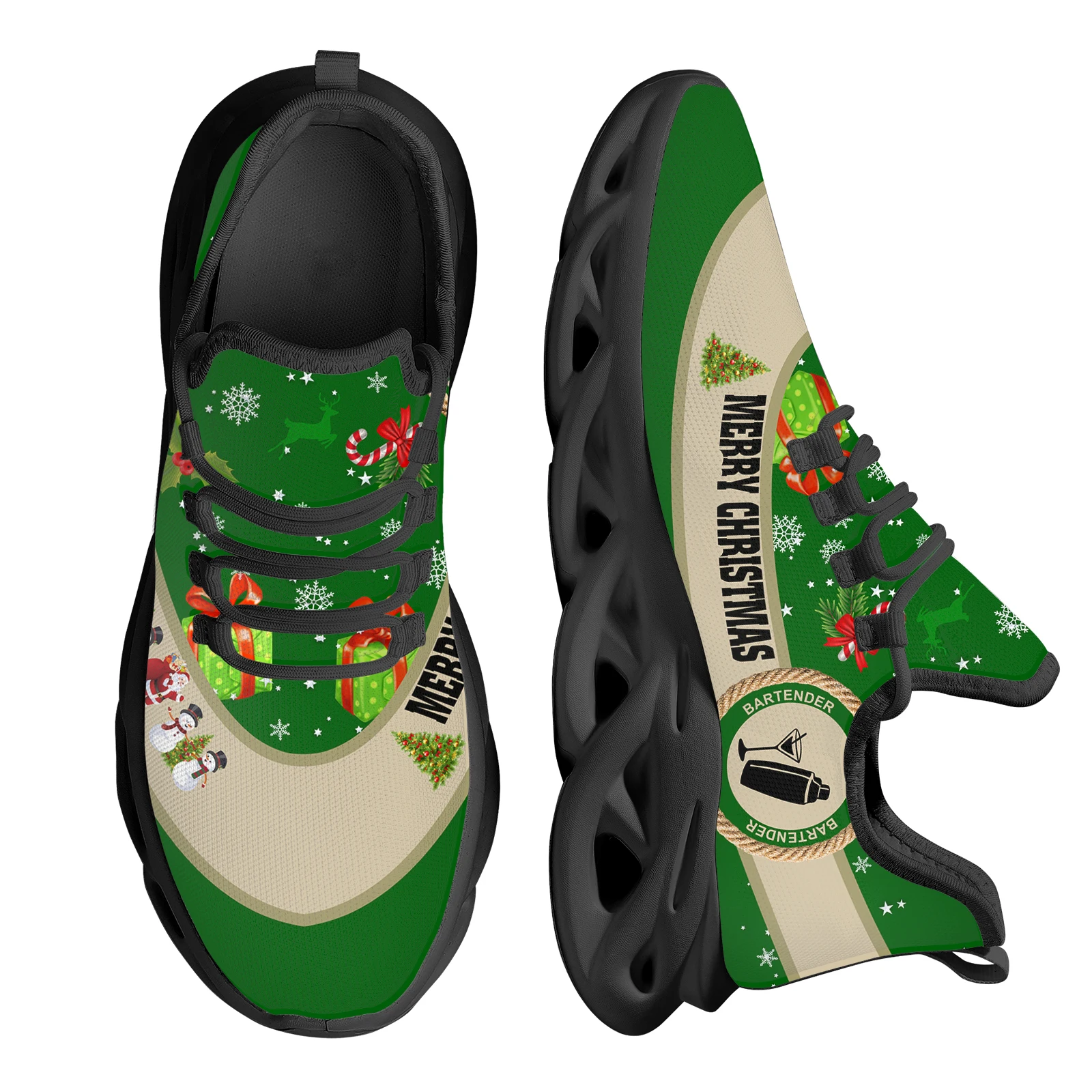 INSTANTARTS 2024 Top Quality Running Shoes Christmas Snowman Gifts Design Women's Lightweight Cushioning Sneakers Soft Tennis