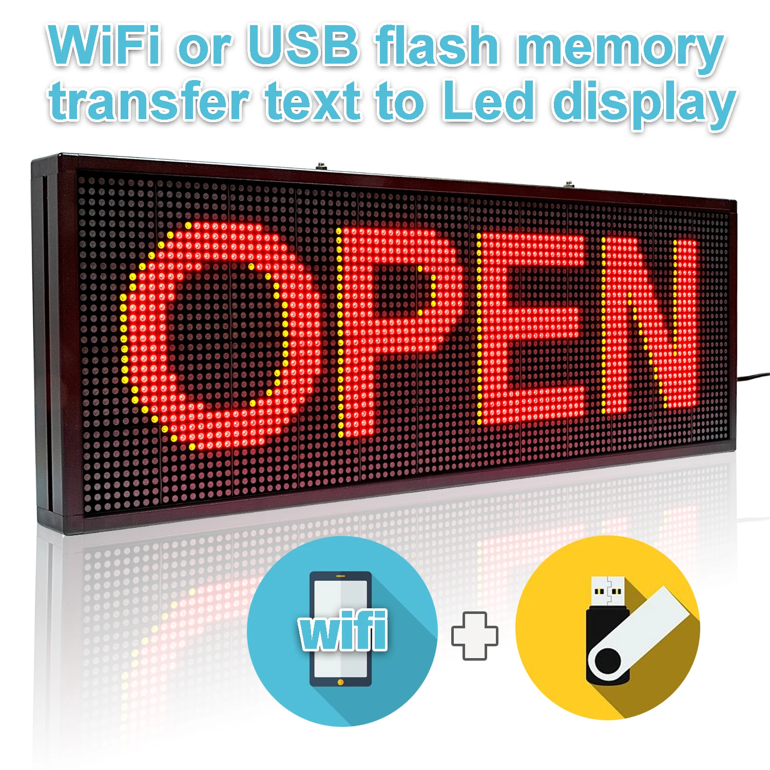 

77CM 32*96 Pixels Indoor RGY 3-Color LED Display Board WIFI Programmable Scrolling Text Red Green Yellow LED Open Sign Billboard