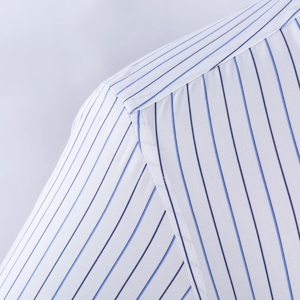 Men's Classic Long Sleeve Non-Iron Striped Dress Shirts Removable Collar Stays Formal Business Regular Fit Pure Cotton Shirt dress shirts 821057