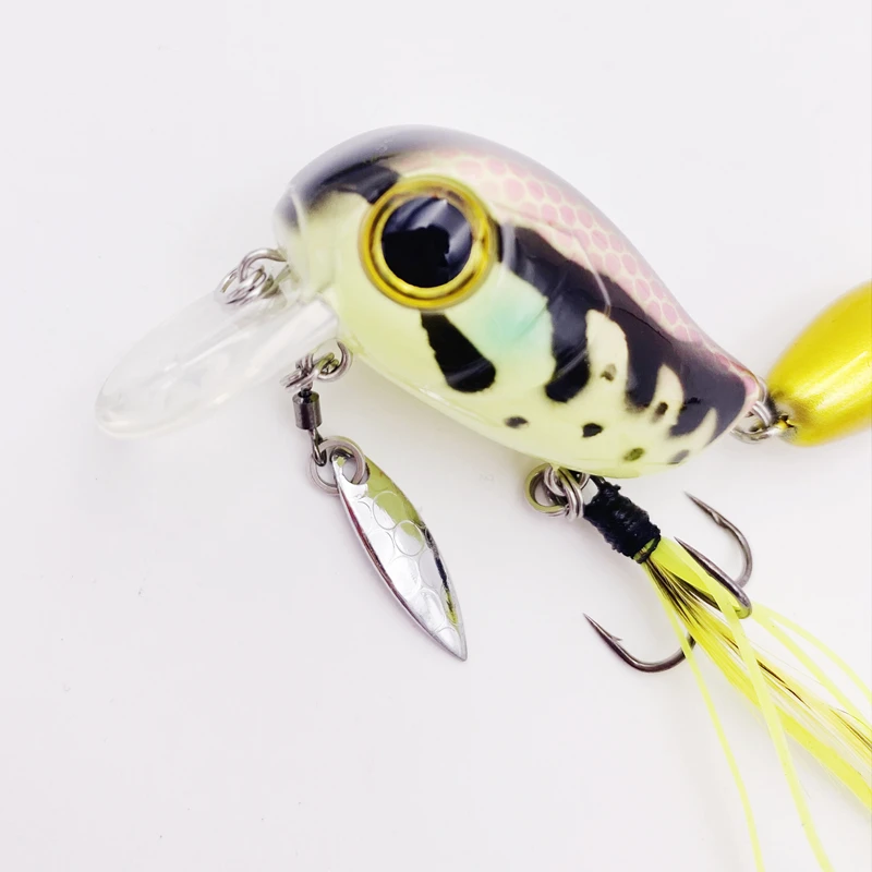 40mm 8g Pike Fishing Spin Tail Lure Spoon Wobblers Feather Hook Floating  Fishing Bee Bird Lure Bass Crankbait Hard Baits