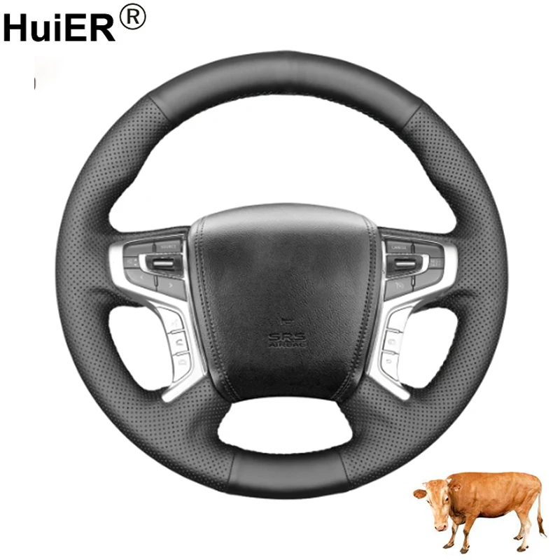 

Cow True Leather Hand Sewing Car Steering Wheel Cover For Mitsubishi L200 Outlander PHEV Shogun Sport Pajero Triton 2015-2022