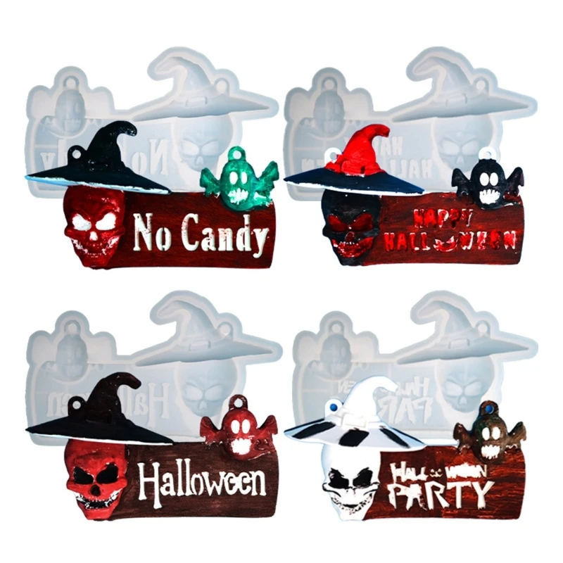 

Хэллоуин череп призрак листинг силиконовая форма подходит для эпоксидной смолы DIY ремесла подвески изготовление ювелирных декор