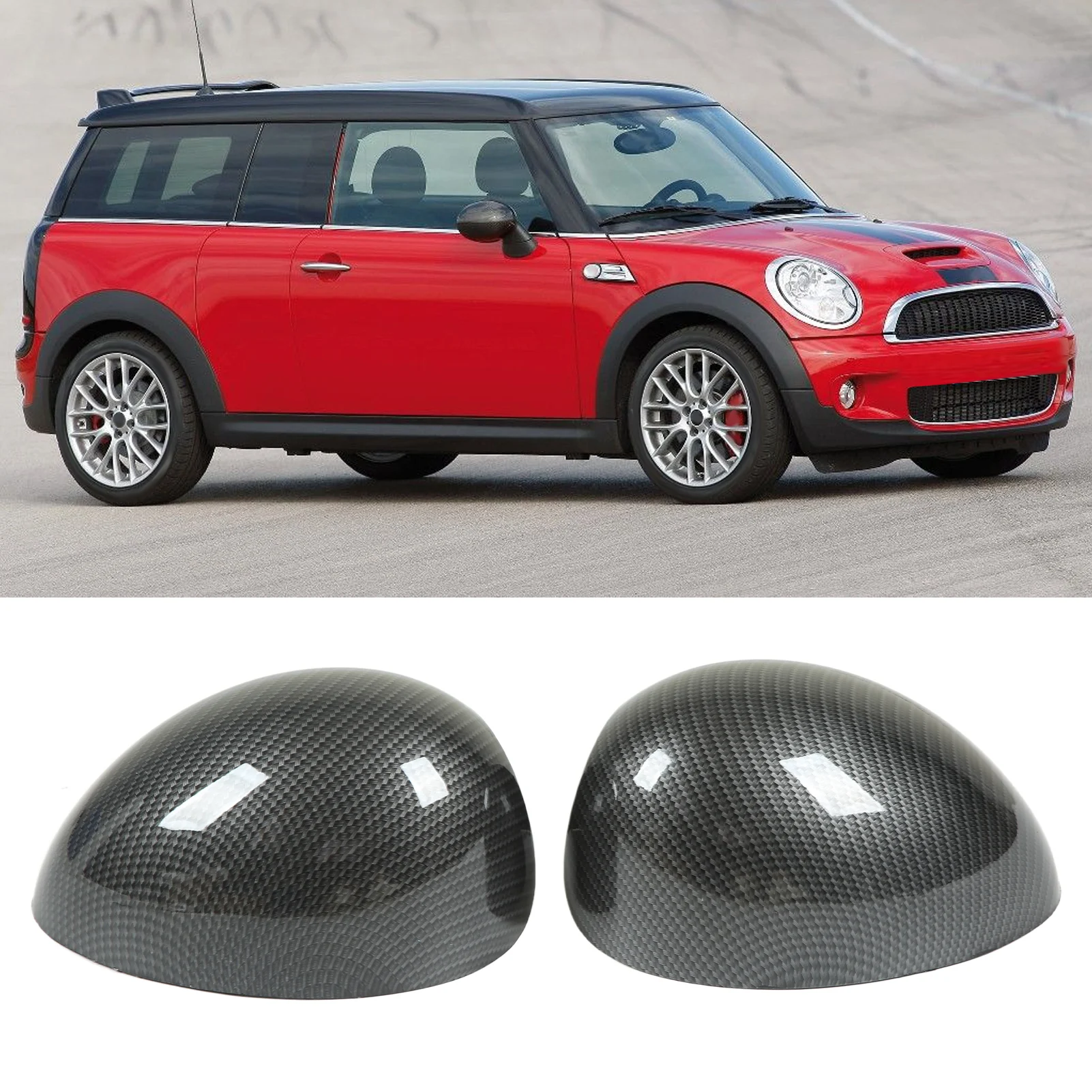 

2 Pcs Car Door Side Rearview Mirror Cover Cap ABS Carbon Fiber Left Right Wing Cover For Mini Cooper R55 R56 R57 R58 R59 R60 R61
