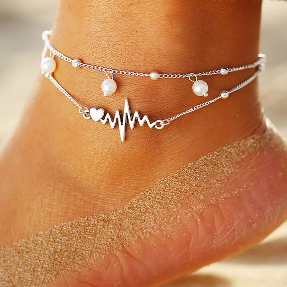 Silver Anklet Bracelet Summer Butterfly Anklet For Women Adjustable Color Layered Foot Ankle Bracelet Girls Beach Party Jewelry