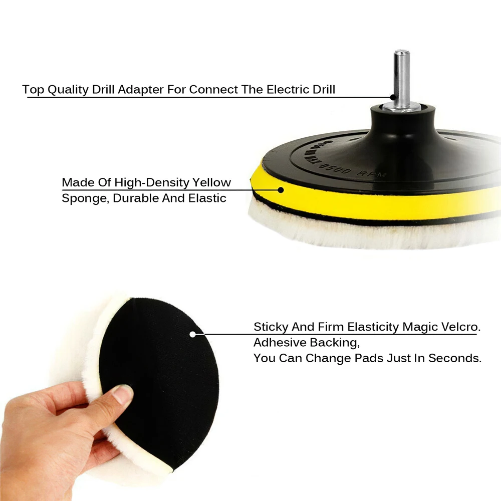 8Pcs Buffing Pad Set Thread 4/6/7/5inch Auto Car Repair Polishing pad Kit for Car Polisher+Drill Adaptor Power Tools accessories 4