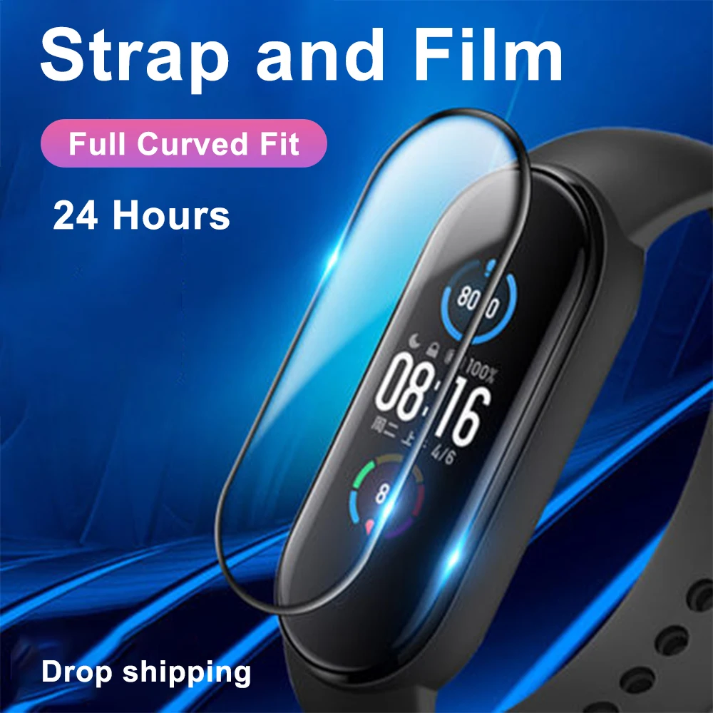 Ремешок защитный для Xiaomi Mi Smart Band 6 5 4 3 сменный спортивный цветной браслет