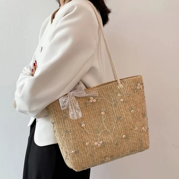 Women Lace Ins Straw Multi-purpose Single Shoulder Bag