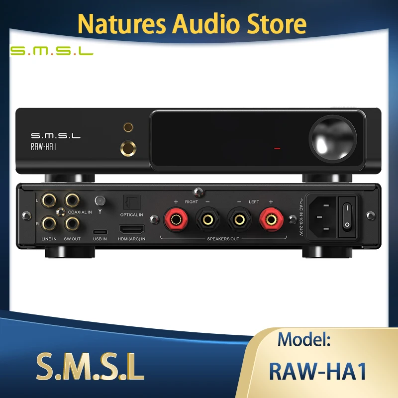 SMSL-デスクトップパワーアンプ,RAW-HA1 hifi,2.1チャンネル,mqa,usb