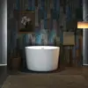 Contemporary Freestanding Acrylic Bathtub Soaking Tub White Brushed Nickel Drain/Overflow 4