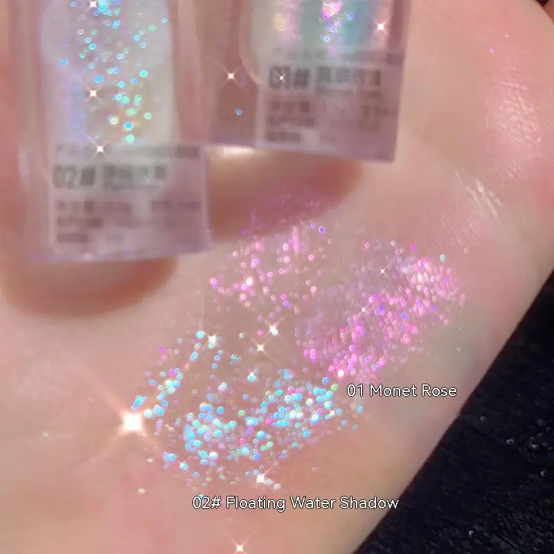 Glitter Palette Ice Extract Sweet Eyeshadow Brightening Liquid Eyeshadow Glitter Pearlescent Polarizing Bright Powder Monochrome Lying Silkworm