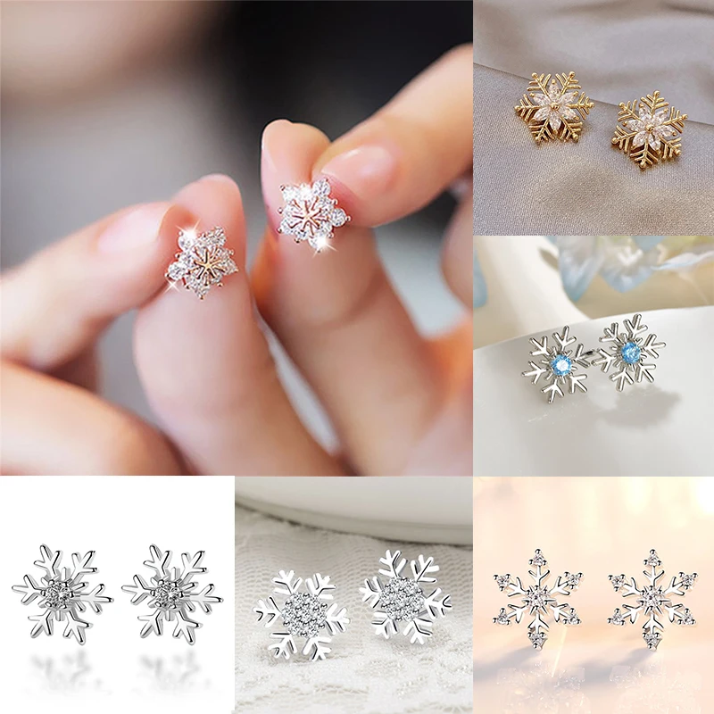 Giva Sterling Silver Snowflake Earrings For Women & Girls With 925 Stamped Cubic Zirconia Sterling Silver Stud Earring