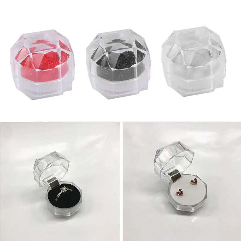 

Прозрачные хрустальные ювелирные изделия коробка для колец премиум класса Великолепная винтажная Подарочная коробка для колец с крышкой для помолвки свадебной церемонии 066C