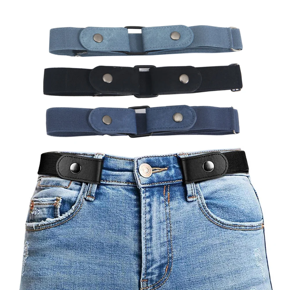 

Elastic Belt Without Buckle Cowboy Canvas Women Buckle Free Belt Ladies Jeans Pants Waist Belt Stretch No Buckle Invisible Belt