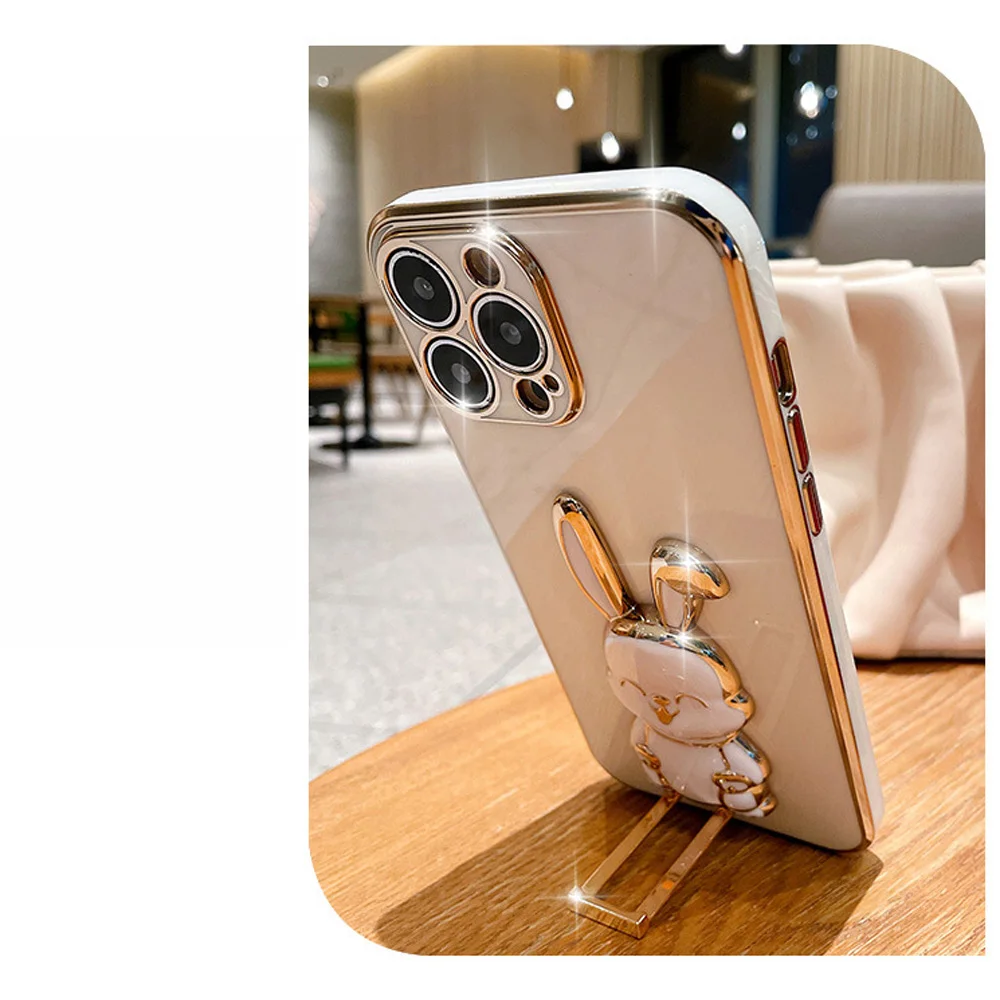 Adorable Rabbit Design Phone Holder Bracket with Plating Cover
