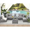 Outdoor Patio Furniture Set,Wicker Sectional Sofa Set Rattan Modular Patio Conversation Sets with Cushions Couch Set&Table 1